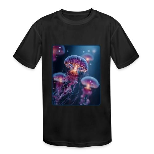 Glowing Jellyfish Deep Sea Design - Kids' Moisture Wicking Performance T-Shirt