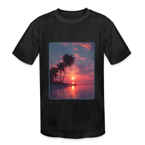 Tropical Sunset Ocean Reflection Design - Kids' Moisture Wicking Performance T-Shirt