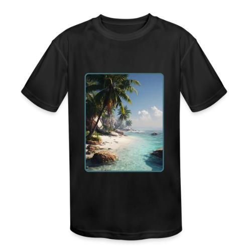 Tropical Beach Paradise Palm Design - Kids' Moisture Wicking Performance T-Shirt