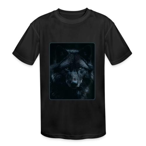 Black Wolf Intense Eyes Portrait Design - Kids' Moisture Wicking Performance T-Shirt