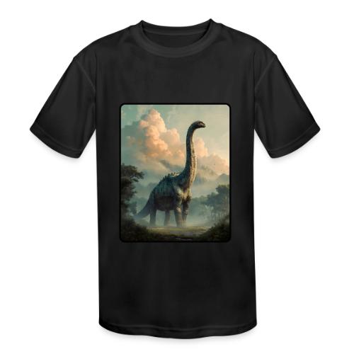 Brachiosaurus Prehistoric Scene Design - Kids' Moisture Wicking Performance T-Shirt