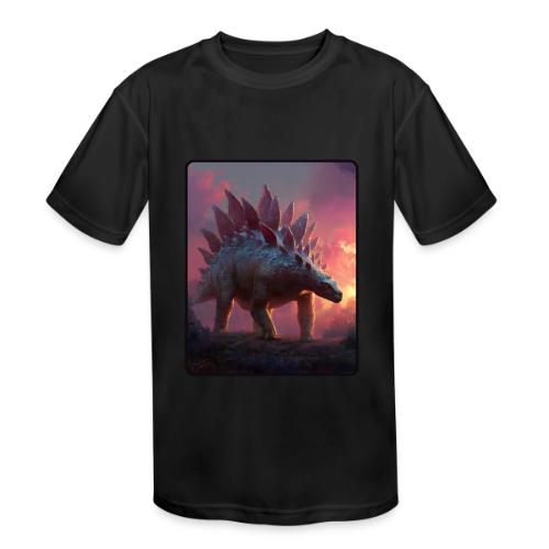 Stegosaurus Sunset Forest Design - Kids' Moisture Wicking Performance T-Shirt