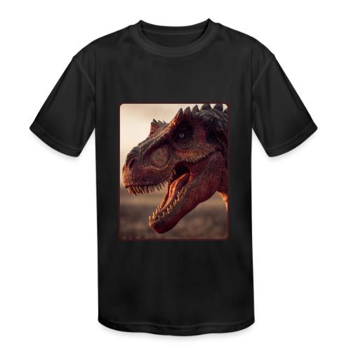 T Rex Roaring Close-Up Design - Kids' Moisture Wicking Performance T-Shirt