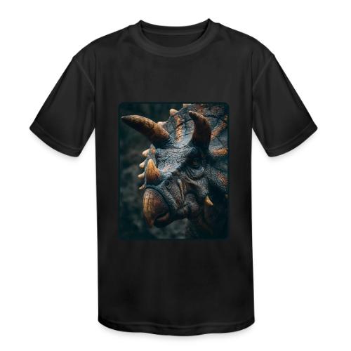 Triceratops Detailed Portrait Design - Kids' Moisture Wicking Performance T-Shirt