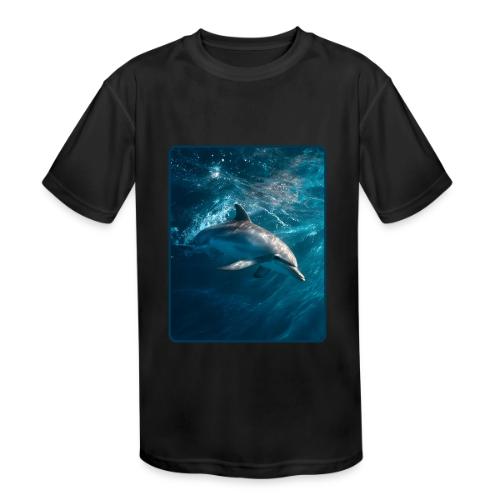 Dolphin Sunlit Ocean Serenity Design - Kids' Moisture Wicking Performance T-Shirt