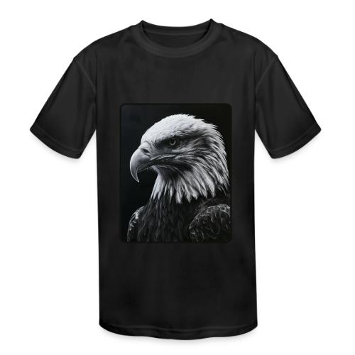Black White Bald Eagle Design - Kids' Moisture Wicking Performance T-Shirt