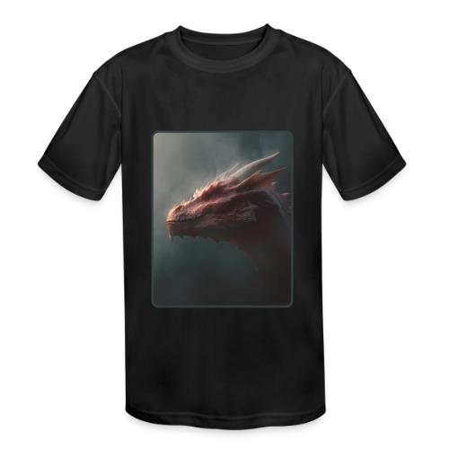 Red Dragon Fog Portrait Design - Kids' Moisture Wicking Performance T-Shirt