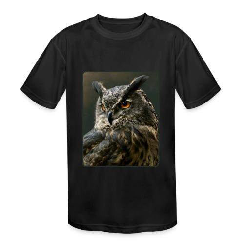 Eurasian Eagle Owl Portrait Design - Kids' Moisture Wicking Performance T-Shirt