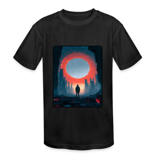Cosmic Portal Future City Design - Kids' Moisture Wicking Performance T-Shirt