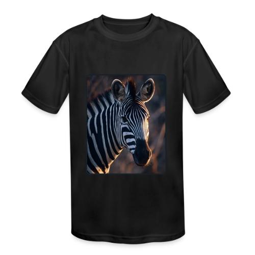 Majestic Zebra Sunset Portrait Design - Kids' Moisture Wicking Performance T-Shirt