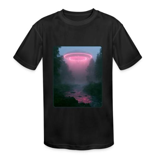 Neon UFO Forest River Design - Kids' Moisture Wicking Performance T-Shirt