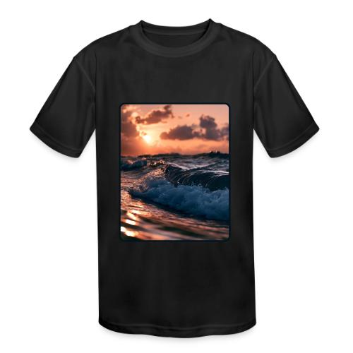 Golden Sunset Ocean Wave - Kids' Moisture Wicking Performance T-Shirt