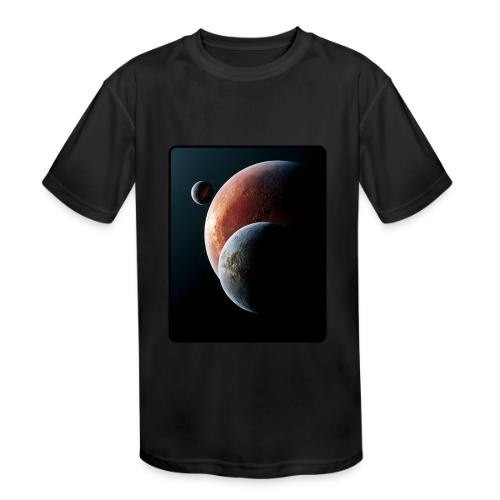 Three Planets Deep Space Design - Kids' Moisture Wicking Performance T-Shirt