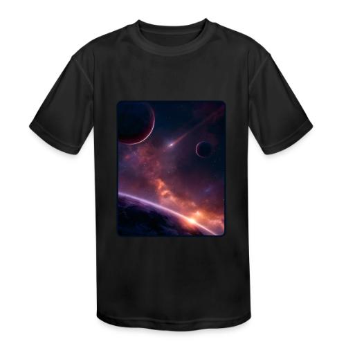 Cosmic Sunset Nebula Space Art - Kids' Moisture Wicking Performance T-Shirt
