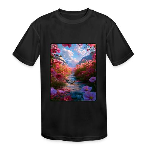 Dreamy Cosmos Valley Landscape Art - Kids' Moisture Wicking Performance T-Shirt