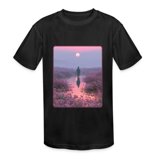Ethereal Sunset Flower Field Art - Kids' Moisture Wicking Performance T-Shirt