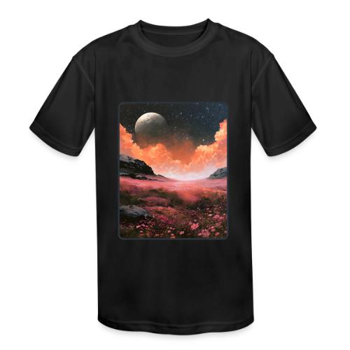 Moonlit Fantasy Flower Landscape - Kids' Moisture Wicking Performance T-Shirt