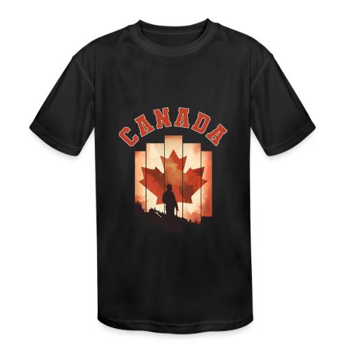 Proud Canadian Shadow - Kids' Moisture Wicking Performance T-Shirt