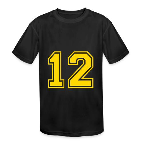 Number 12 in a classic athletic collegiate font - Kids' Moisture Wicking Performance T-Shirt