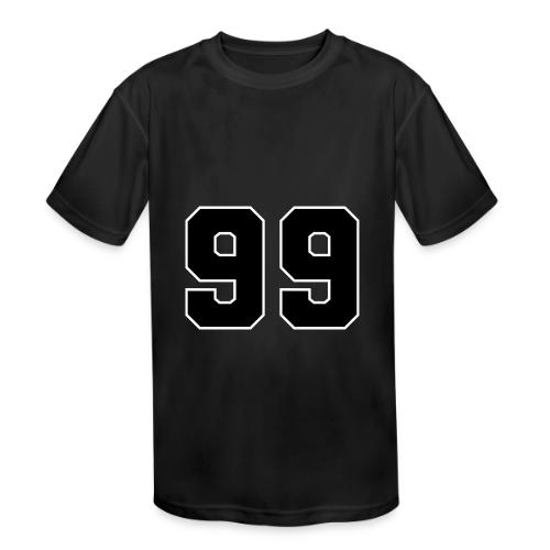 Varsity Number 99 Athletic Font - Kids' Moisture Wicking Performance T-Shirt