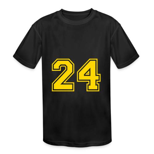 Number 24 in a classic athletic collegiate font - Kids' Moisture Wicking Performance T-Shirt