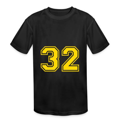 Number 32 in a classic athletic collegiate font - Kids' Moisture Wicking Performance T-Shirt