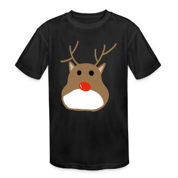 Hand drawing deer head. - Kids' Moisture Wicking Performance T-Shirt - black - Front