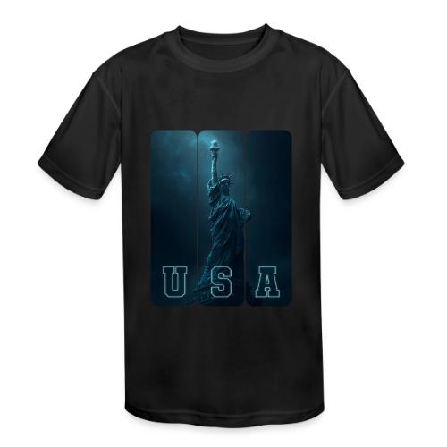 Neon Liberty USA Triptych - Kids' Moisture Wicking Performance T-Shirt