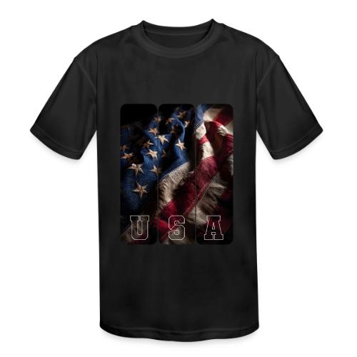 USA: Worn Stars and Stripes - Kids' Moisture Wicking Performance T-Shirt