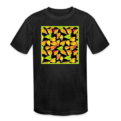 Neon Leaf Art Elegance - Kids' Moisture Wicking Performance T-Shirt