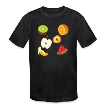 Peachy Paradise - Kids' Moisture Wicking Performance T-Shirt - black - Front