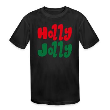 holly jolly Christmas - Kids' Moisture Wicking Performance T-Shirt - black - Front