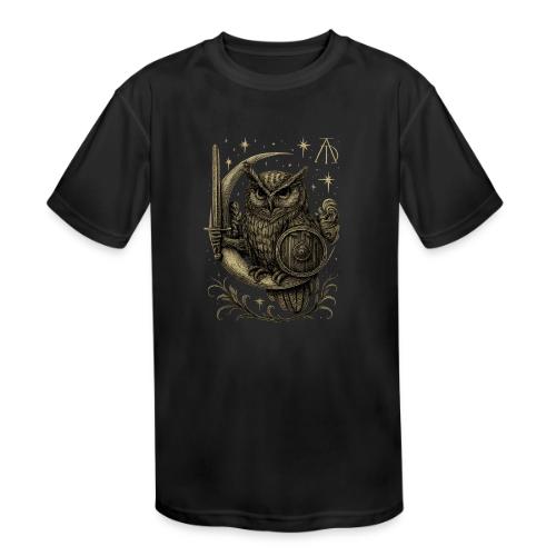 Moon Warrior Owl – Celestial Strength Tee - Kids' Moisture Wicking Performance T-Shirt