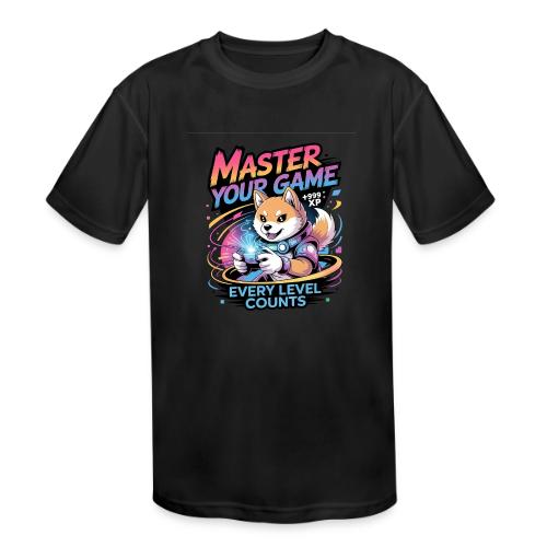 Cute Gamer Shiba Inu Level Up - Kids' Moisture Wicking Performance T-Shirt