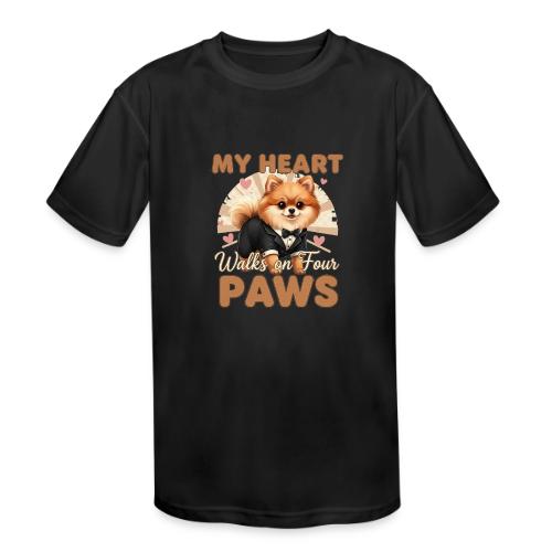 My Heart Walks on Four Paws – Pomeranian tee - Kids' Moisture Wicking Performance T-Shirt