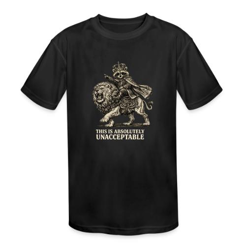 Funny Raccoon King Riding Lion Vintage Meme Art - Kids' Moisture Wicking Performance T-Shirt