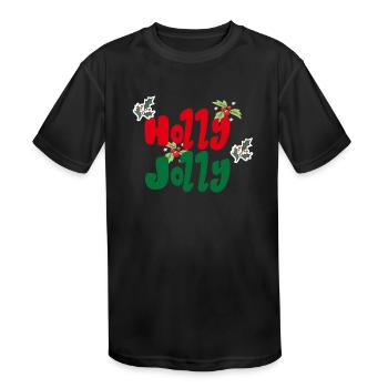 holly jolly Christmas - Kids' Moisture Wicking Performance T-Shirt - black - Front