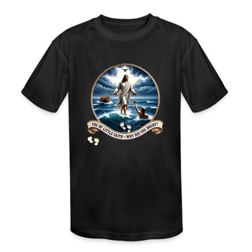 Walking On Water Faith T Shirt, Christian Miracle - Kids' Moisture Wicking Performance T-Shirt