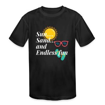 summer vibes fun graphic tee - Kids' Moisture Wicking Performance T-Shirt - black - Front