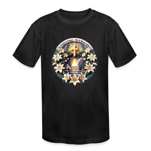 Easter The Tomb Is Empty T Shirt, Christian Gift - Kids' Moisture Wicking Performance T-Shirt
