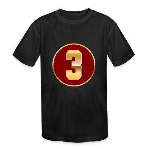 Number 3 in Gold Varsity Font - Kids' Moisture Wicking Performance T-Shirt