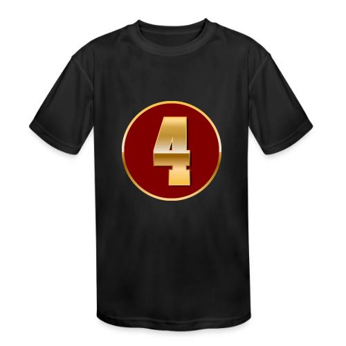 Number 4 in Gold Varsity Font - Kids' Moisture Wicking Performance T-Shirt