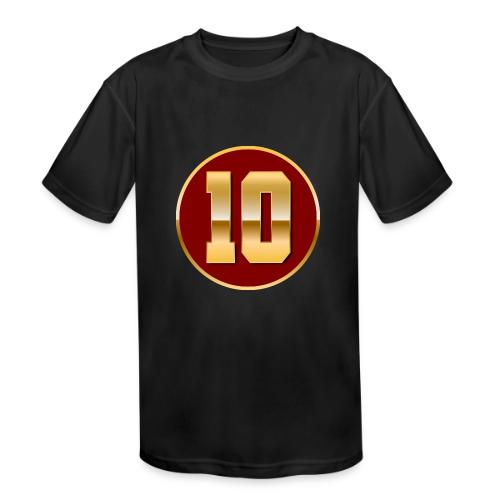 Number 10 in Gold Varsity Font - Kids' Moisture Wicking Performance T-Shirt