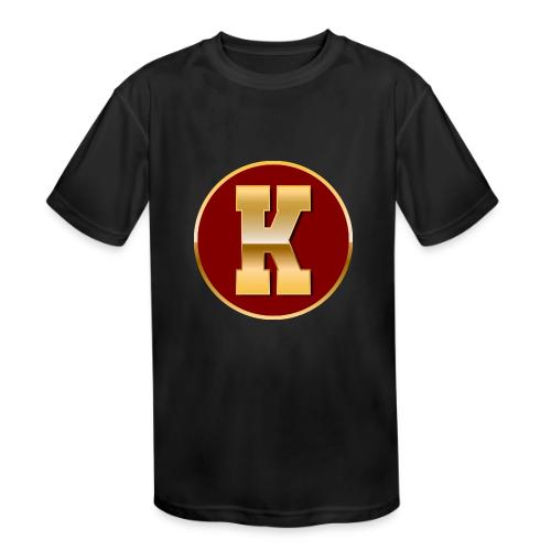 Letter K – Capital Varsity Alphabet Monogram - Kids' Moisture Wicking Performance T-Shirt