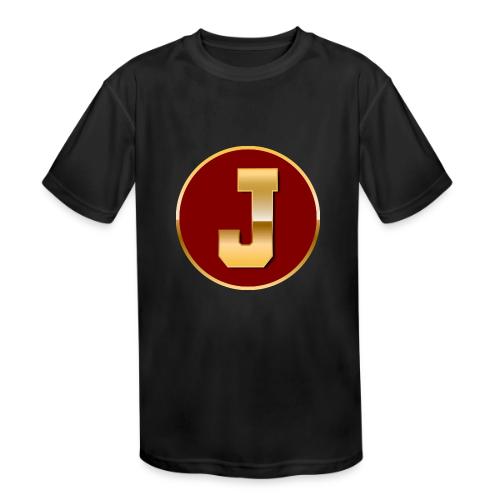 Letter J – Capital Varsity Alphabet Monogram - Kids' Moisture Wicking Performance T-Shirt