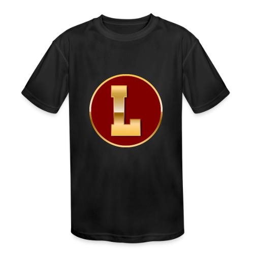 Letter L – Capital Varsity Alphabet Monogram - Kids' Moisture Wicking Performance T-Shirt