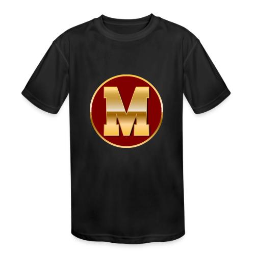 Letter M – Capital Varsity Alphabet Monogram - Kids' Moisture Wicking Performance T-Shirt