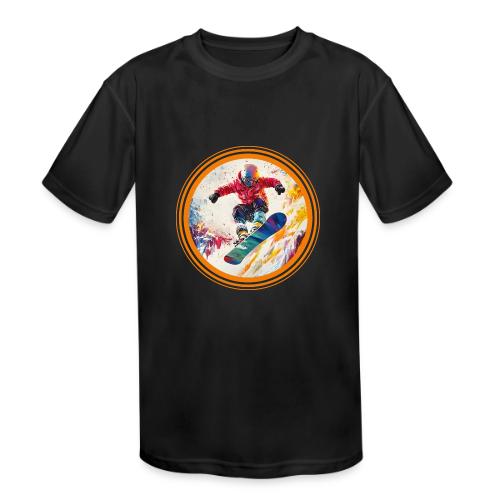 Snowboarding Horizon - Kids' Moisture Wicking Performance T-Shirt