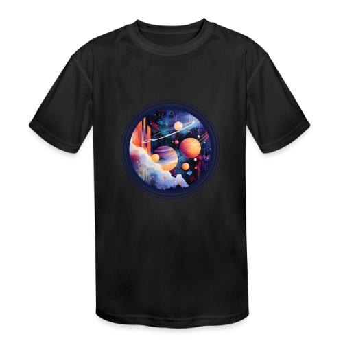 Floating Planetscape - Kids' Moisture Wicking Performance T-Shirt
