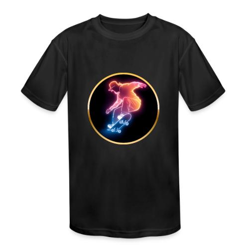Skateboarding: Golden Trick Rider - Kids' Moisture Wicking Performance T-Shirt